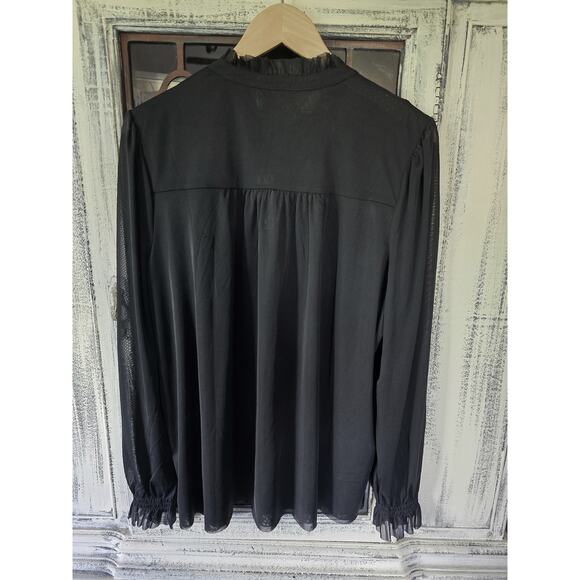 NWT Anthropologie Ruffled Lace Black Blouse - XL - Picture 6 of 7